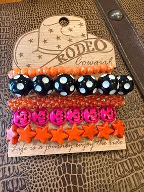 Orange & Pink Stretch Bracelet Set